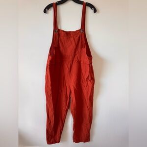 Rust Orange/Red Buttoned Overalls Jumpsuit Size L